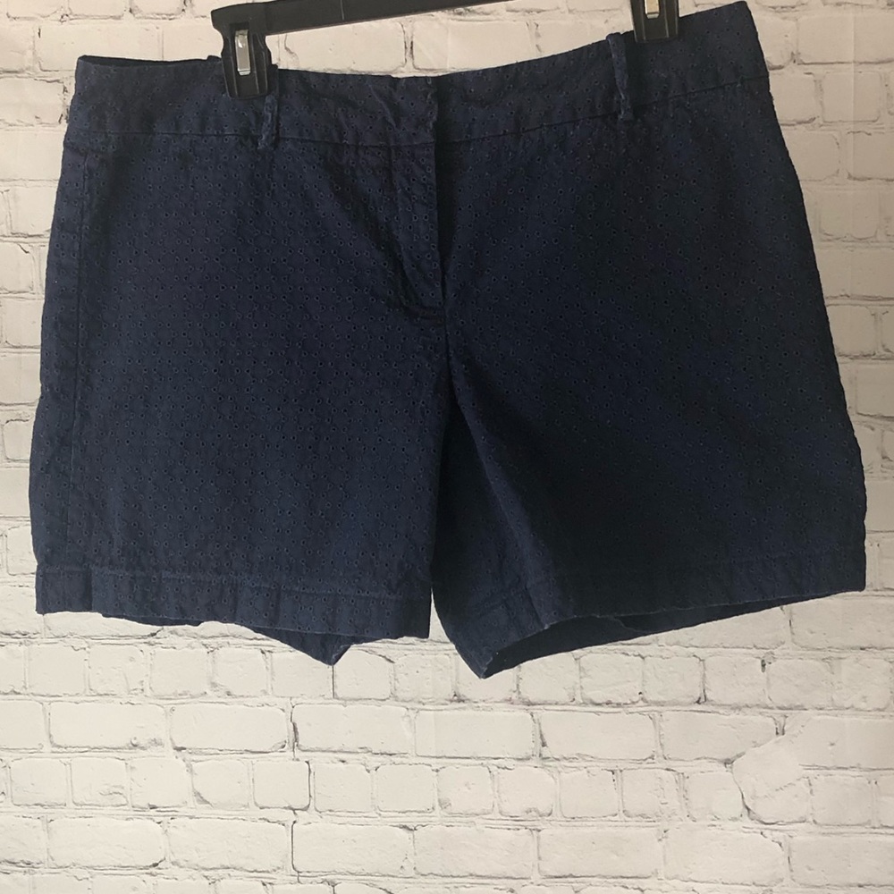 SHORTS - Women's Talbots navy blue eyelet fabric shorts. Size 14 petite